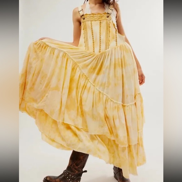 Free People Bali Devon Skirtall in Gold NWOT - Picture 2 of 10